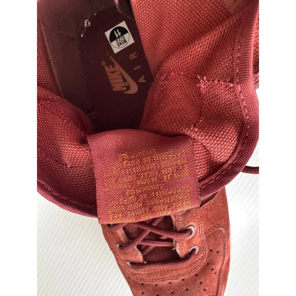 Nike Special Field Air Force 1 Mid Burgundy Canvas Suede Sneakers Men's 11